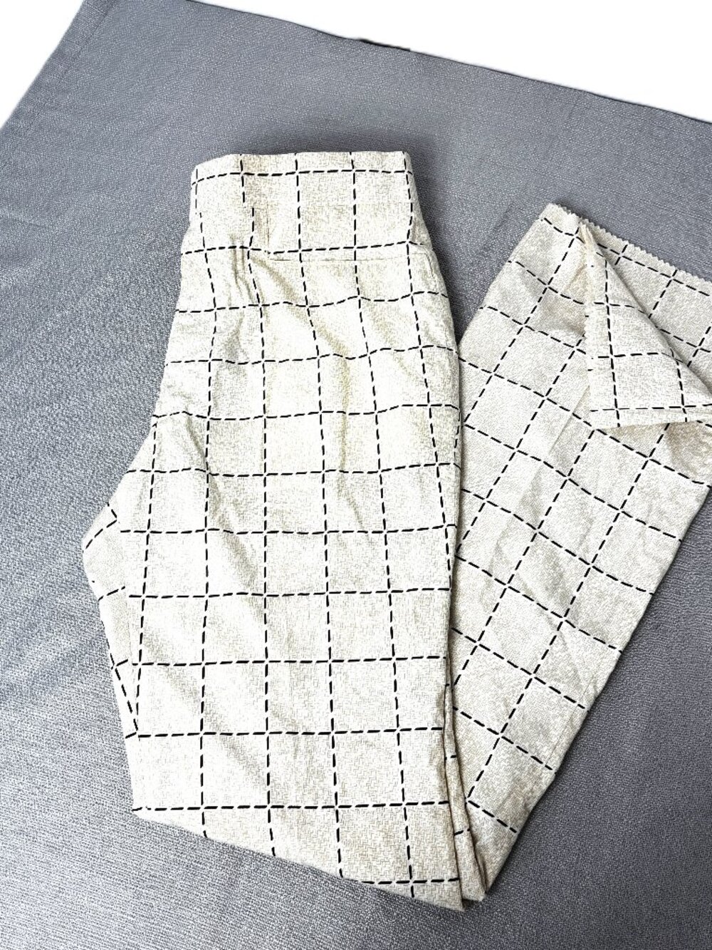 Vtg 70’s Di Fini Tan Brown block print Casual Golf Leisure Pants  32"W NOS